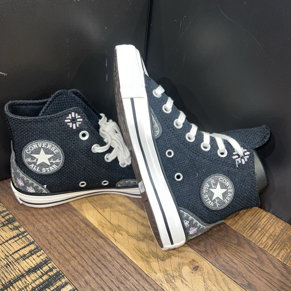 Converse Women Chuck Taylor All Star Hi Woven Autumn Embroidery A05066C Black 7